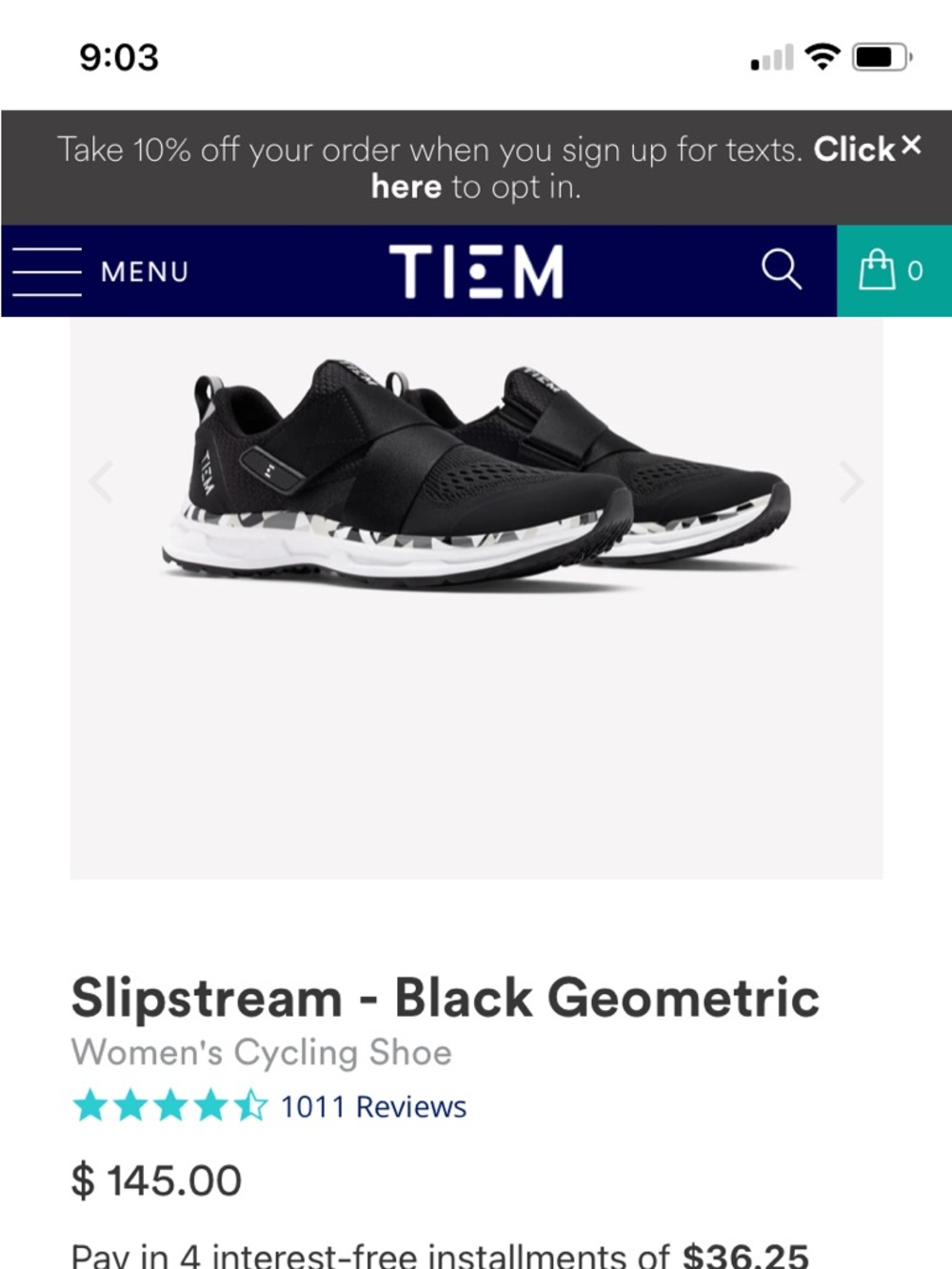 TIEM Slipstream Women's Cycling Shoe - Black Geometric